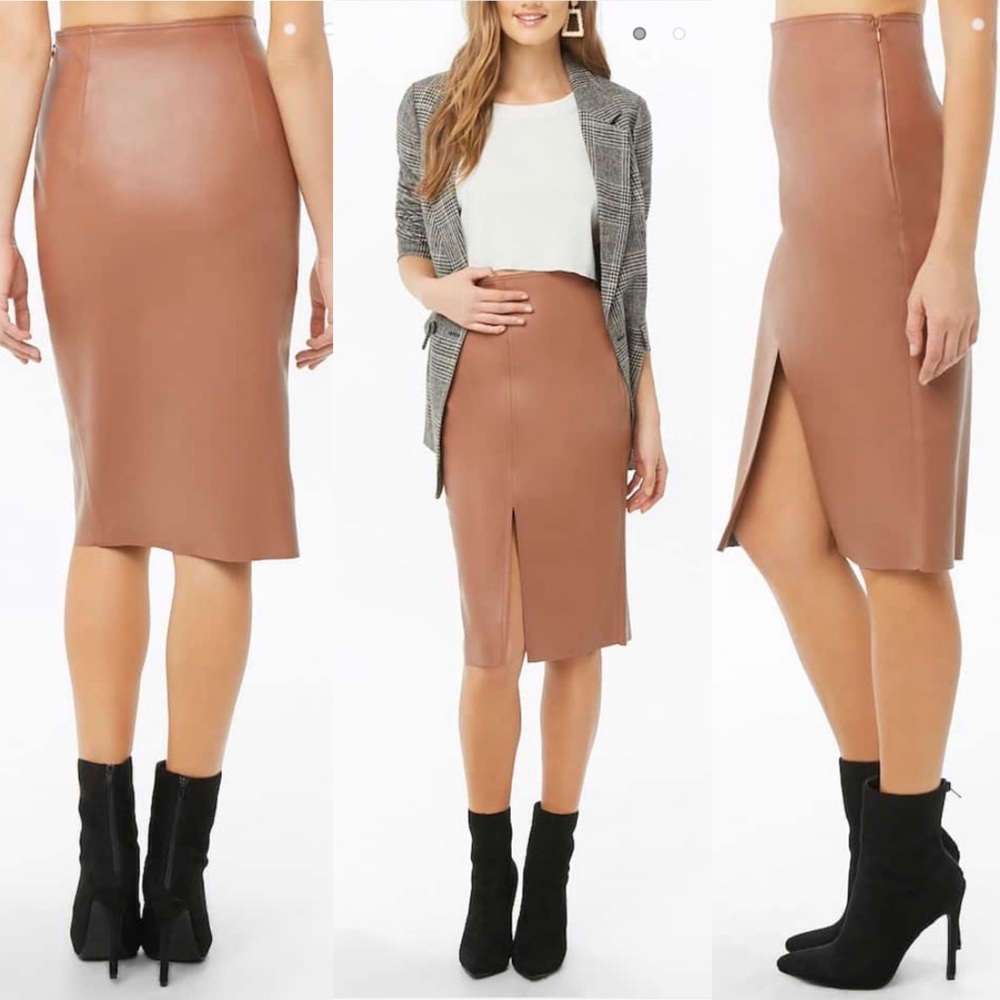 Faux Leather Cigar Pencil Skirt